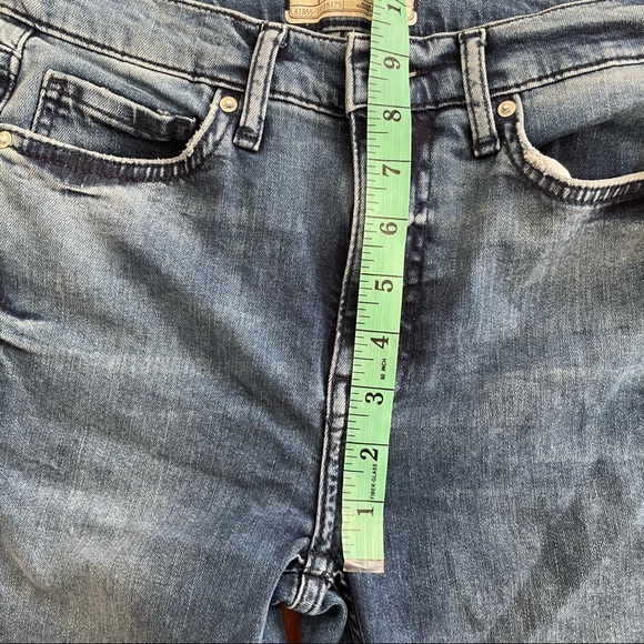 Free People Blue Denim Jeans 27L Long Distressed Ripped Knee Skinny Mid Rise - Picture 8 of 10